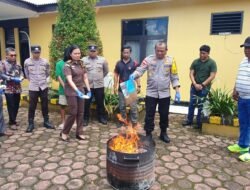 Polres Mimika Polda Papua, Musnahkan 172,49 Gram Tembakau Sintetis dan 7.280 Butir Obat Dextromethorpan