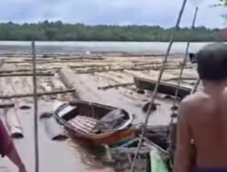Rakit Kayu Log PT. Dwika Hantam Lanting dan Rumah Warga Katingan