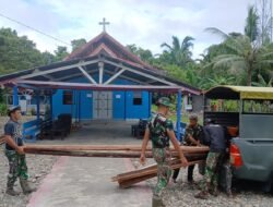 Satgas TMMD Angkat Material untuk Rehab Gereja, Wujud Kepedulian Antarumat Beragama