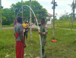 Satgas TMMD ke-124 Kodim 1710/Mimika Wujudkan Akses Air Bersih, Pasang Instalasi Pipa Sumur Bor di Kampung Iwaka