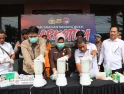 Polres Aceh Tamiang Musnahkan 6.2 Kg  Narkotika Jenis Sabu