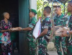 Bangun Kepedulian Sosial Yonif 122/TS Bagikan Sembako Kepada Masyarakat.