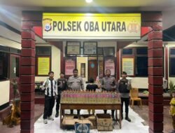 Polsek Oba Utara Amankan 109 Botol Miras Cap Tikus di Pelabuhan Laut Sofifi