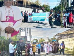 Babinter Lanud YKU, Hadiri Penyambutan Sekaligus Pengamanan Kedatangan Uskup Timika Di Wilayah Binaan