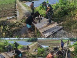 Percepat Mobilitas Petani, Babinterau Lanud YKU, bantu Membangun Jembatan