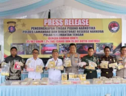 Polres Lamandau,Berhasil Mengamankan 35,1 kg Sabu dan 15 Ribu Ekstasi. Kapolda Kalteng : Keberhasilan Ini Selamatkan 350 Ribu Jiwa