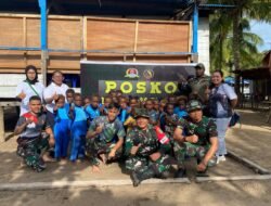 Penuh Senyum dan Tawa, Anak TK Kunjungi Posko TMMD Kodim 1710/Mimika